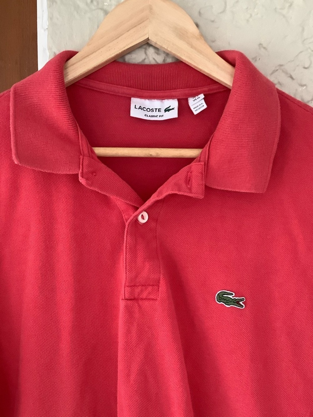Lacoste Men's Coral Red Polo with Signature Crocodile - Picture 2 of 6
